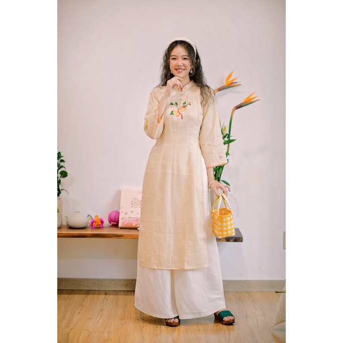 Sumire Store Quần Linen ống rộng Trúc Chi Có túi