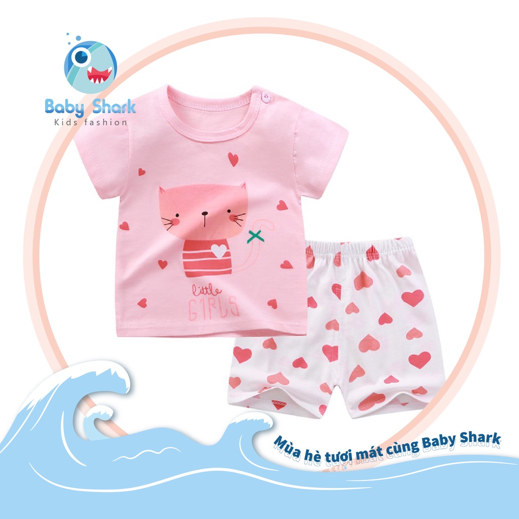 Bộ cotton Cộc Tay Cho Bé từ 5 đến 8kg Trai Bé Gái Bé Sơ Sinh đồ bộ có cúc cài vai