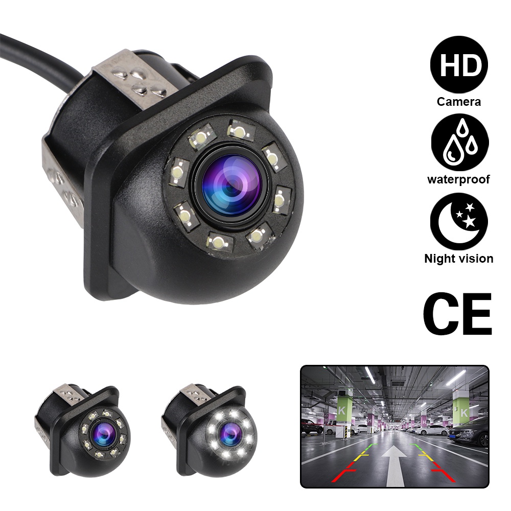 Camera chiếu hậu mini 170 độ góc rộng 8 bóng LED hỗ trợ đỗ xe ban đêm
