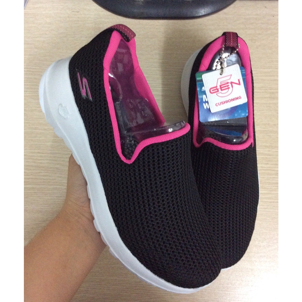 Giày chạy bộ Ske-cher Gowalk cho nữ, giày slipon viền cổ, siêu mềm êm, pb76