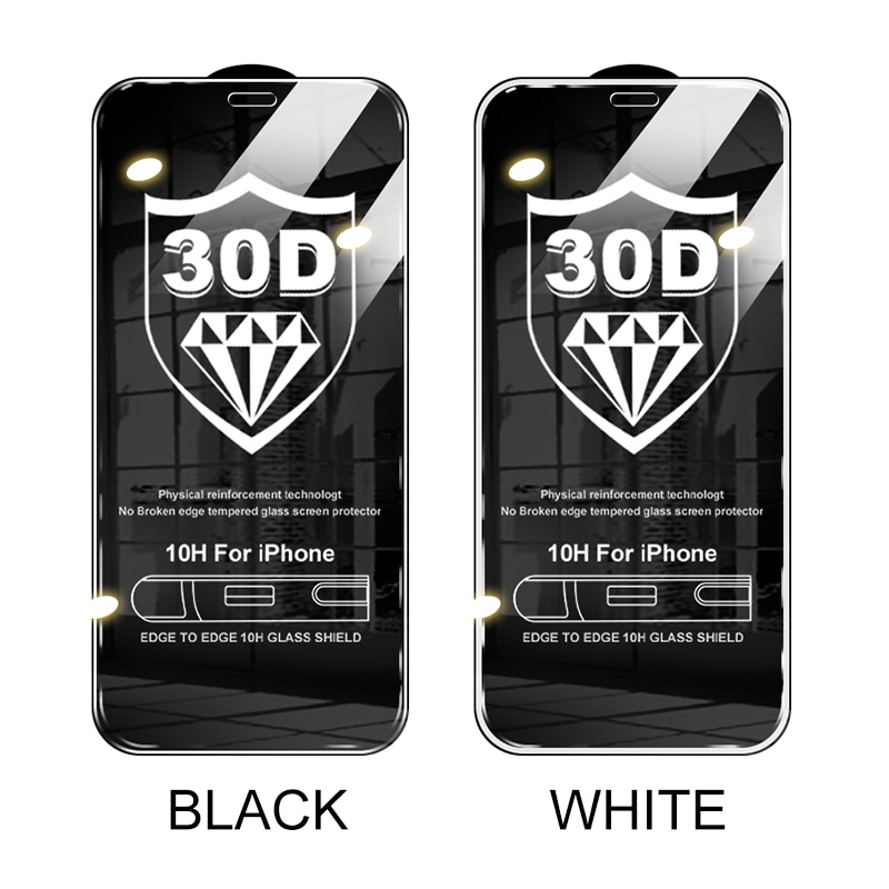Kính Cường Lực Cong 30D Bảo Vệ Màn Hình Cho iPhone 11 12 Pro XS Max X XR 6 6S 7 8 Plus SE 2020