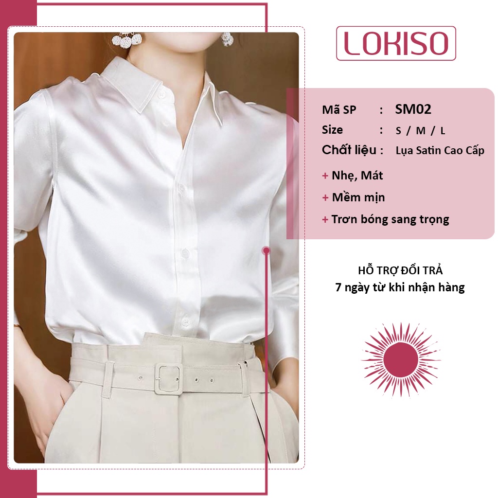 Áo sơ mi nữ công sở tay dài phi lụa satin form suông bigsize LOKISO SM02