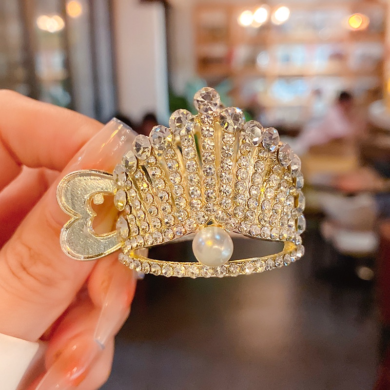 Kẹp Tóc Hình Vương Miện Đính Ngọc Trai Nhân Tạo Thời Trang