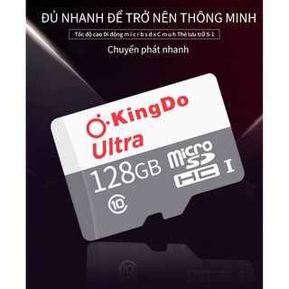 【Đầu đọc thẻ miễn phí】Kingdo 128GB Thẻ nhớ MicroSD Class 10 Tốc độ cao (màu xám)