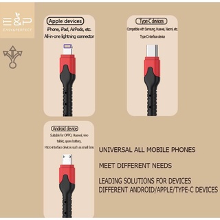 Dây cáp sạc 3 đầu sạc nhanh 5A cho iphone/android/type
