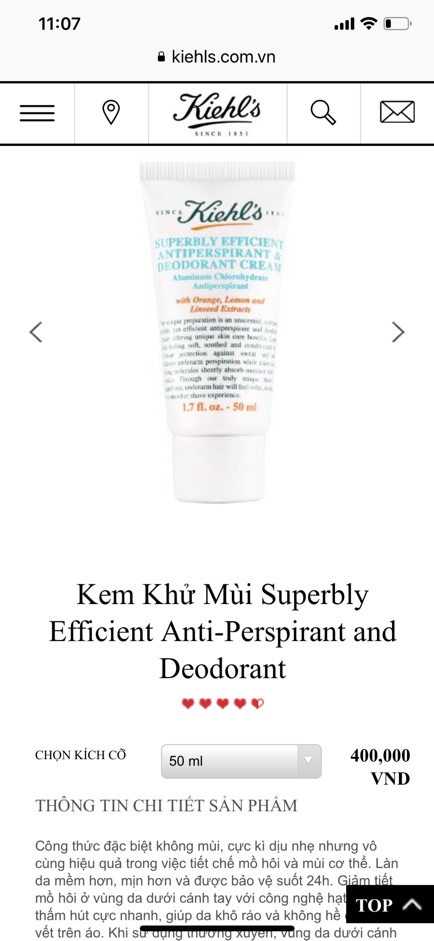 [Kiehl's] Kem Khử Mùi Superbly Efficient Anti-Perspirant and Deodorant