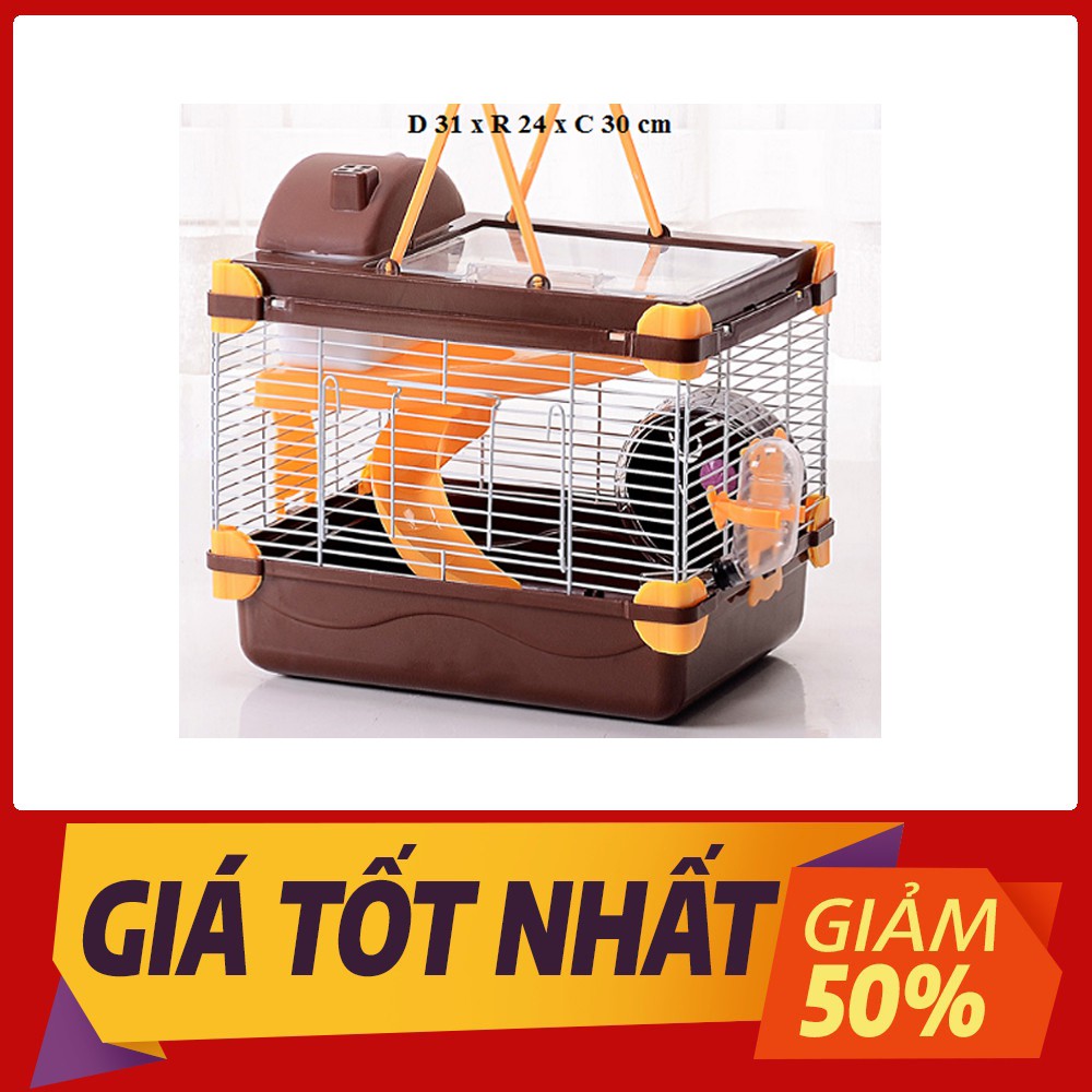 [RẺ VÔ ĐỊCH]Lồng hamster 2 tầng 31 x 24 x 30 cm nắp mica sang trọng