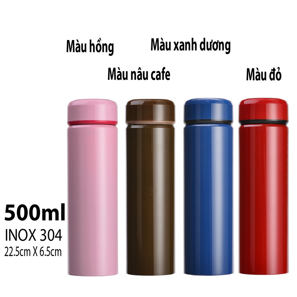 Bình giữ nhiệt 500ml hoàn toàn bằng inox 304 có hiển thị nhiệt độ , lớp sơn chống trầy xước