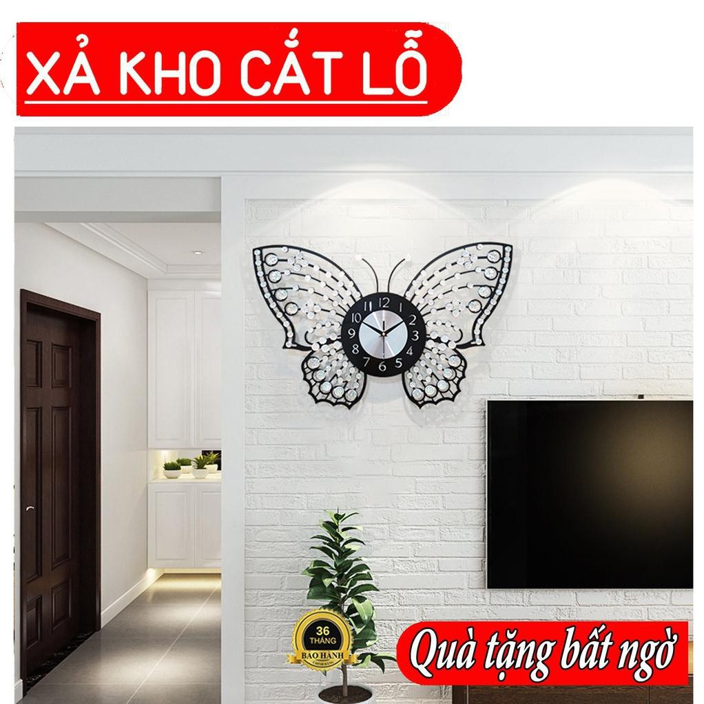 [Xả Kho 3 Ngày] Đồng Hồ Treo Tường, Đồng hồ Trang Trí Treo Tường Con Bướm Chính Hãng