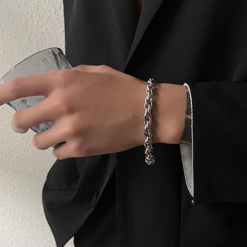 Vòng tay Xích cá tính phong cách nam đơn giản lắc tay thép không gỉ không bay màu 11
