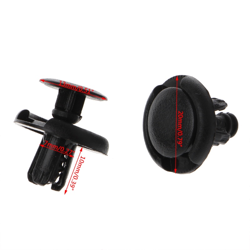 FENDER Bộ 50 Đinh Tán Nhựa Màu Đen 7mm Chuyên Dụng Cho Chắn Bùn Xe Hơi Suz