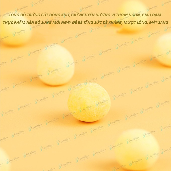 [LÔNG ÓNG MƯỢT]Thức Ăn Bổ Sung JFamille,Lòng Đỏ Trứng Đông Khô Cho Chó Mèo, Giàu Đạm, Tăng Sức Đề Kháng - JF58