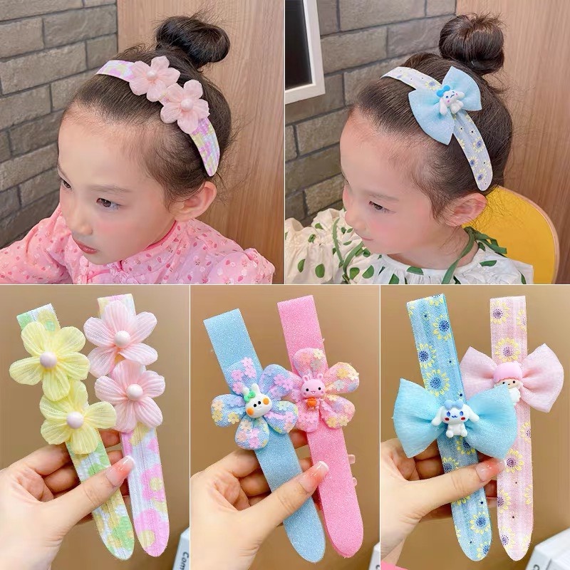 Băng đô dán tóc kiểu dáng bông hoa dễ thương xinh xắn cho bé gái