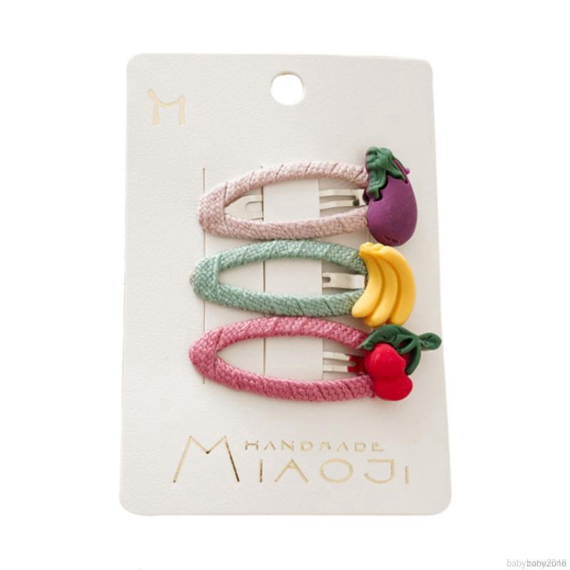 Set 3 kẹp tóc đính trái cây ngộ nghĩnh xinh xắn