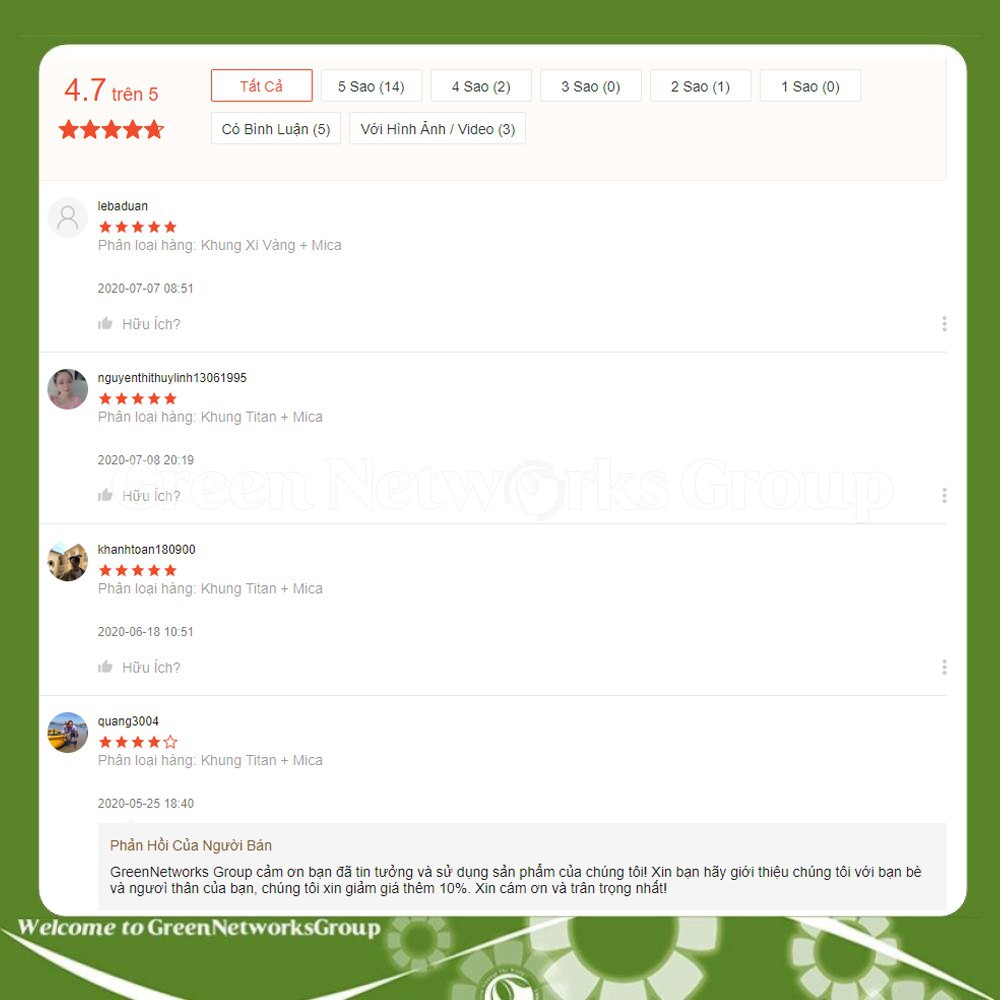 Khung biển số titan xi vàng mica GreenNetworks