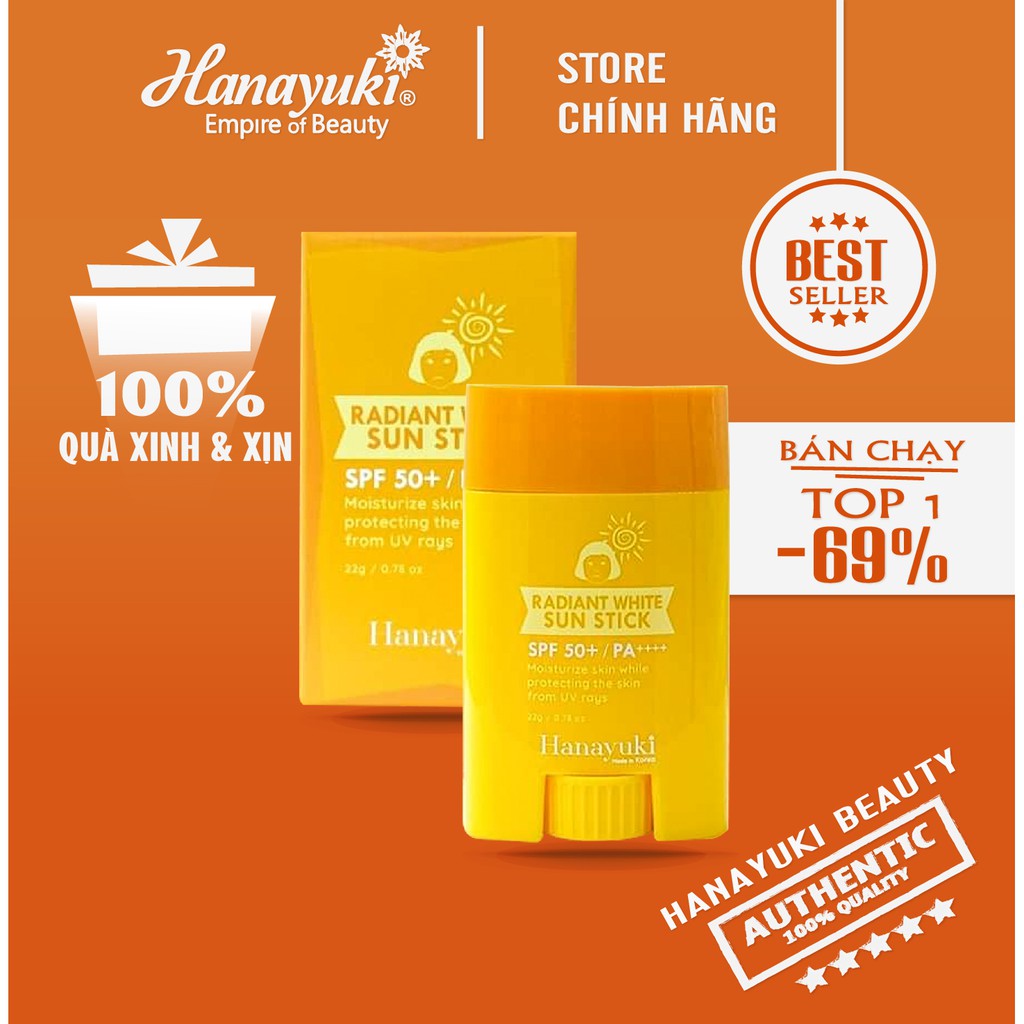 Kem chống nắng dạng thỏi trắng da Hanayuki Radiant White Sun Stick Korea SPF 50++++ Chính hãng 100%