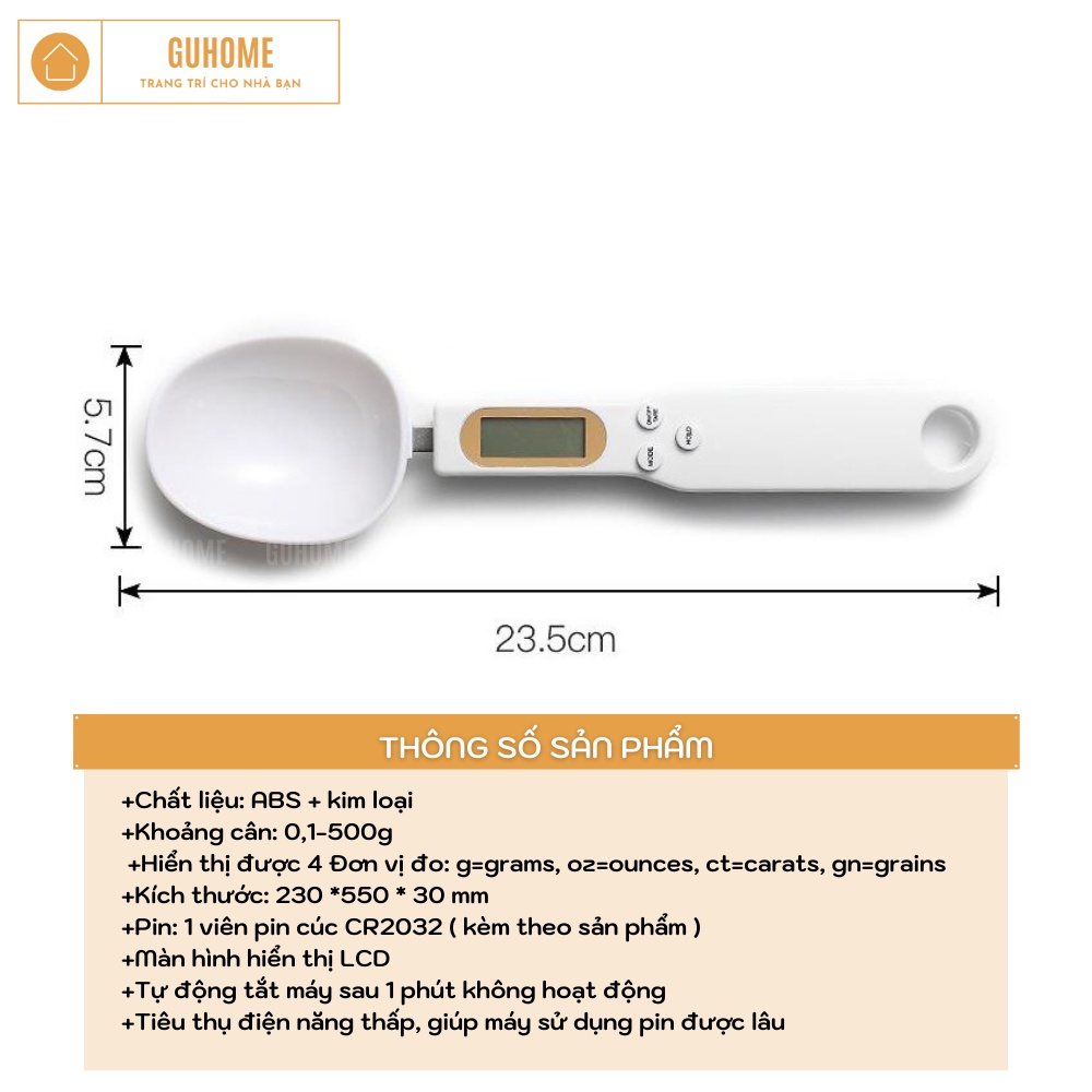 Cân Điện Tử Tiểu Ly Đạng Thìa, Muỗng 500g/0.1