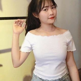 Sale Áo thun trễ vai cuốn biên hàng chọn