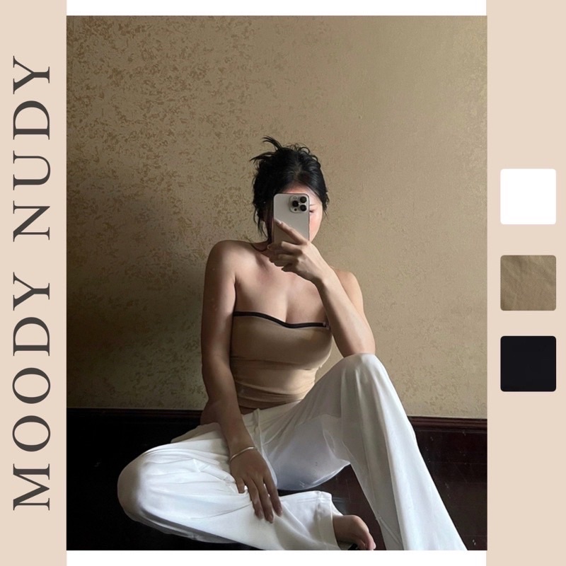 [Pass] Áo ống 2 lớp form lửng qua rốn Moody Nudy new tag