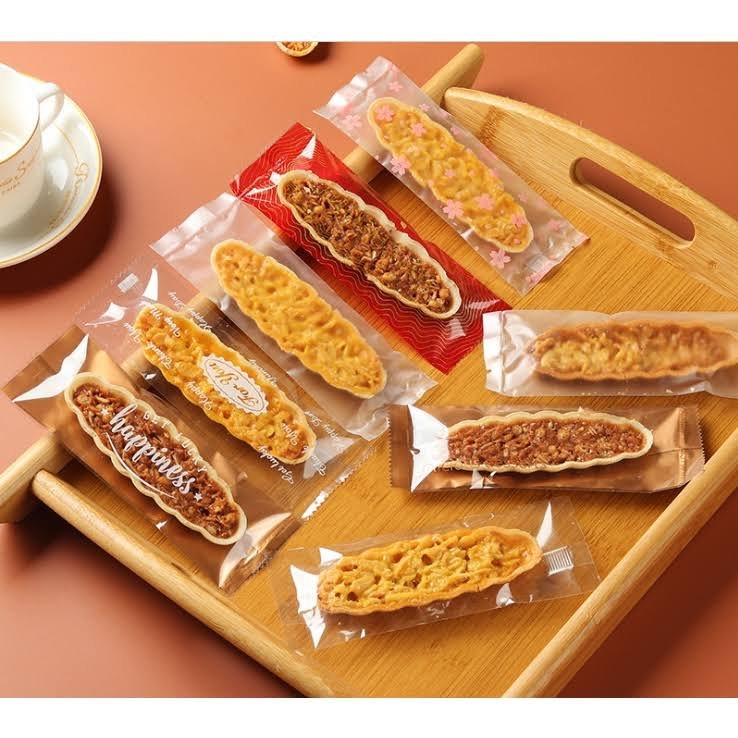 Set 100 túi ép bánh tart thuyền Happiness ⚡ CAO CẤP ⚡ túi đựng bánh quy màu sắc độc đáo