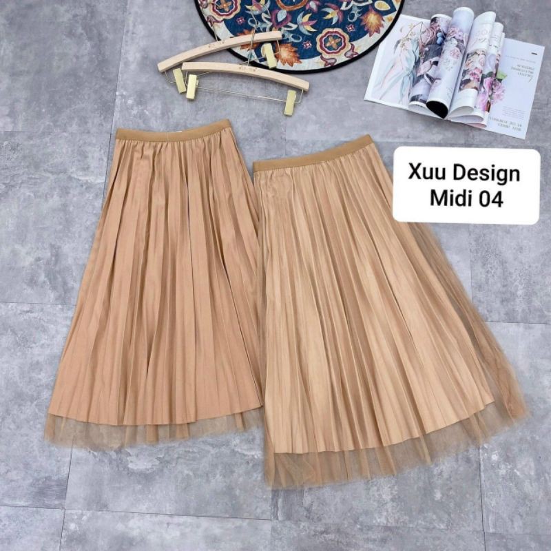 Chân váy dập ly 2 mặt hàng QC