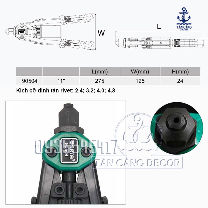 Kìm rút riveter inox 11 inches Sata 90504