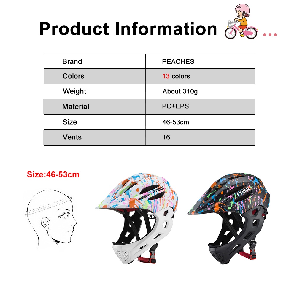 Mũ bảo hiểm trẻ em đi xe đạp Mũ bảo hiểm Full Face có thể tháo rời Xe đạp trẻ em Mũ bảo hiểm thể thao an toàn Động cơ