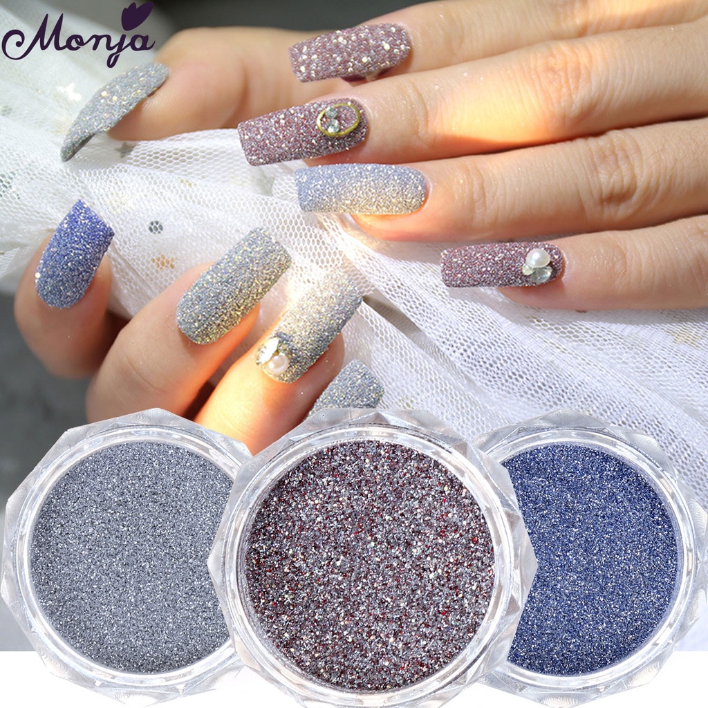 Monja 8 Colors Nail Art Crystal Diamond Glitter Powder Holographic Laser Shiny Nail Pigment Drilling Powder Manicure Decorations