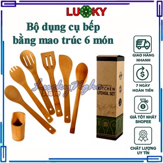 Bộ dụng cụ bếp cao cấp bằng mao trúc 6 món có hộp -FREESHIP