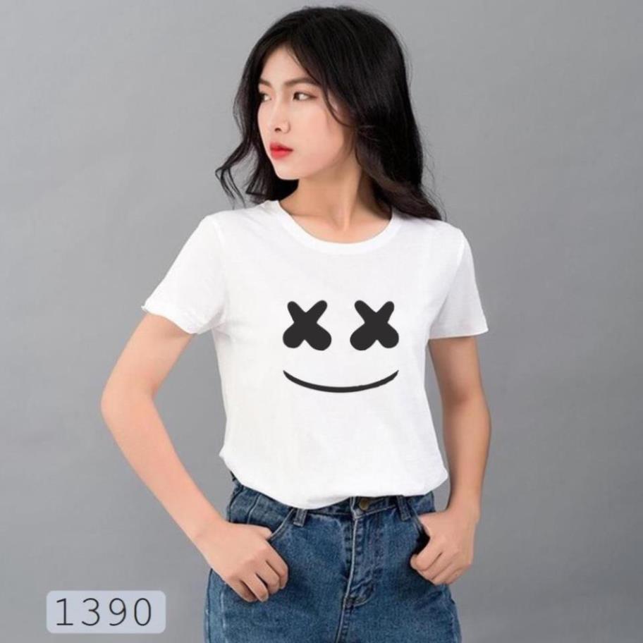 Áo thun tay lỡ unisex nam nữ form rộng Mặt Cười Hàn Quốc Siêu Đẹp Màu Đen áo phông basic tee mùa hè A55