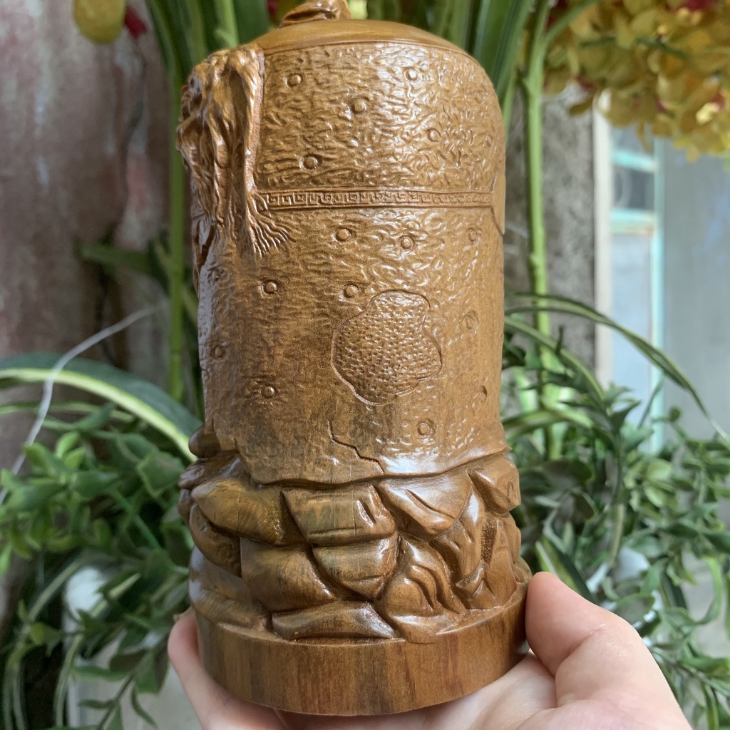 Tượng Phật Đạt Ma Ngồi Chuông Xông Trầm Bằng Gỗ Cao Cấp