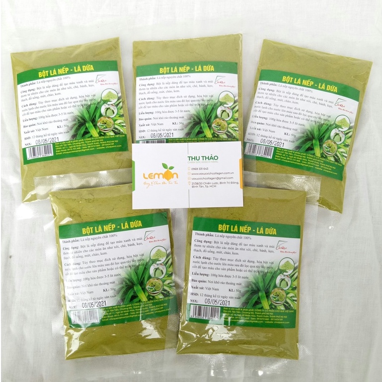 [Gói 50g] Bột lá nếp (bột lá dứa) nguyên chất 100% - Tạo mùi thơm và màu xanh tự nhiên xôi chè, bánh mứt