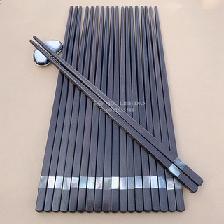 Đũa gỗ xuất Nhật gỗ trắc khảm xà cừ 2 cạnh - Bộ 10 đôi chất lượng cao