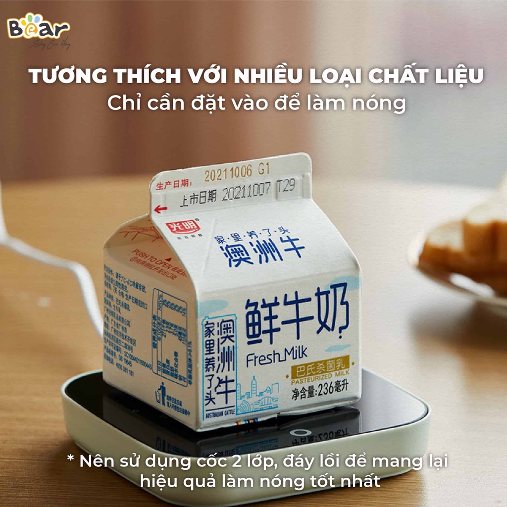 Đế Làm Nóng Đồ Uống Đa Năng, Hâm Trà, Sữa Kèm Cốc Bear DRBC-C16J5_Bảo Hành Chính Hãng 18 Tháng