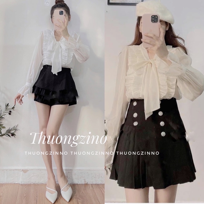 [Ảnh thật/Video]Áo tơ mềm Athena điệu đà tiểu thư Áo sơ mi công sở nhẹ nhàng