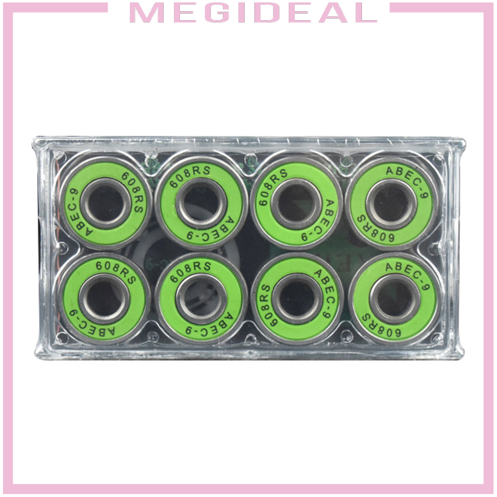 [MEGIDEAL]8Pcs 608 RS Skateboard Bearings - Frictionless ABEC 9 Roller Bearings for Skate Boards Scooters Longboards - High Precision Replacements - Sealed