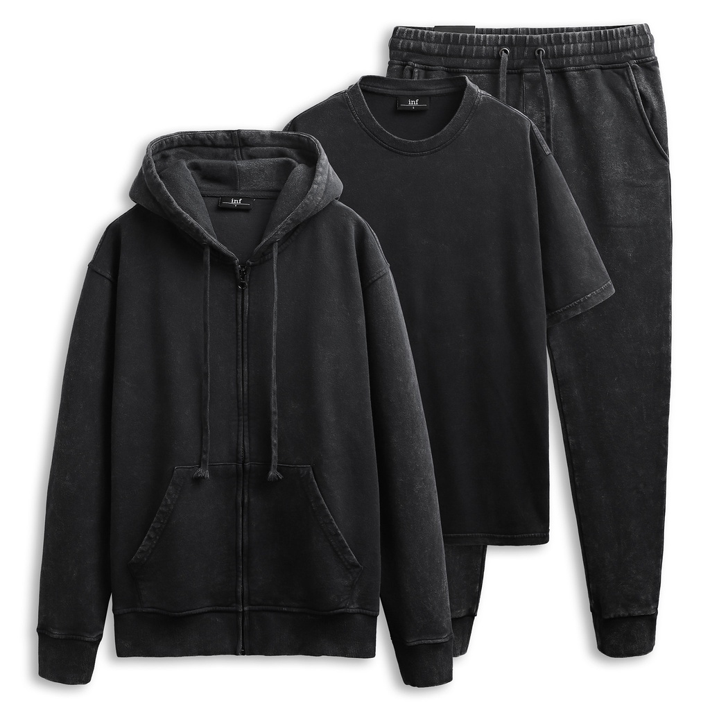 Set Bộ Nam, Áo khoác-Áo Thun-Quần jogger Base , Chất Vải Nỉ Dày Dặn, INF SB000827, SOMEHOW