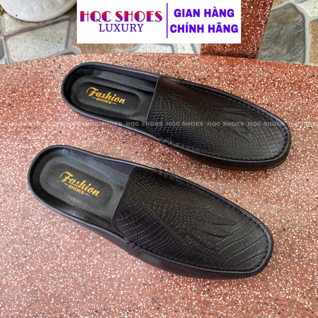Giày sục nam cao cấp da bò thật bảo hành 1 năm phong cách trẻ trung năng động HQ315