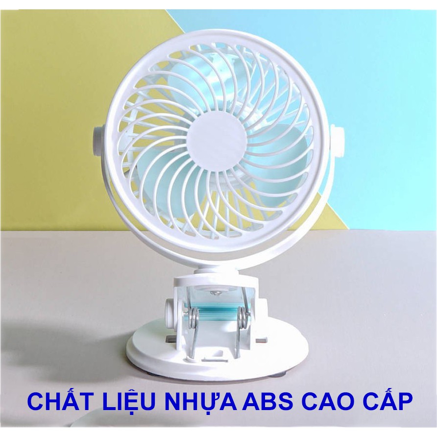 Quạt Kẹp Xe Đẩy | Quạt Mini Để Bàn 2 Tốc độ, xoay 360 độ Siêu tiện ích, sạc USB – Cực Tốt