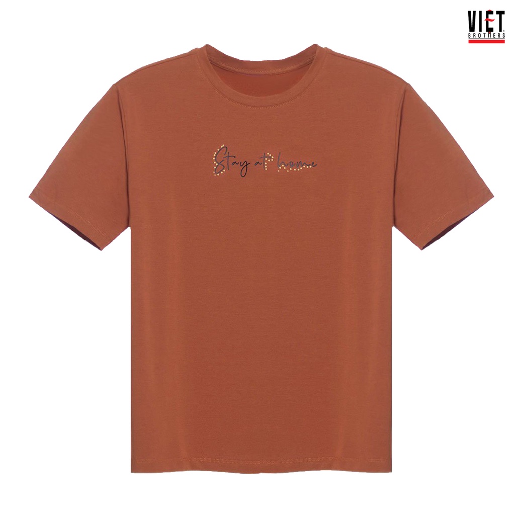 [Mã BMBAU50 giảm 7% tối đa 50K đơn 99K] Bộ đồ nữ cộc tay VIỆTBROTHERS in chữ stay at home - 221BPU06