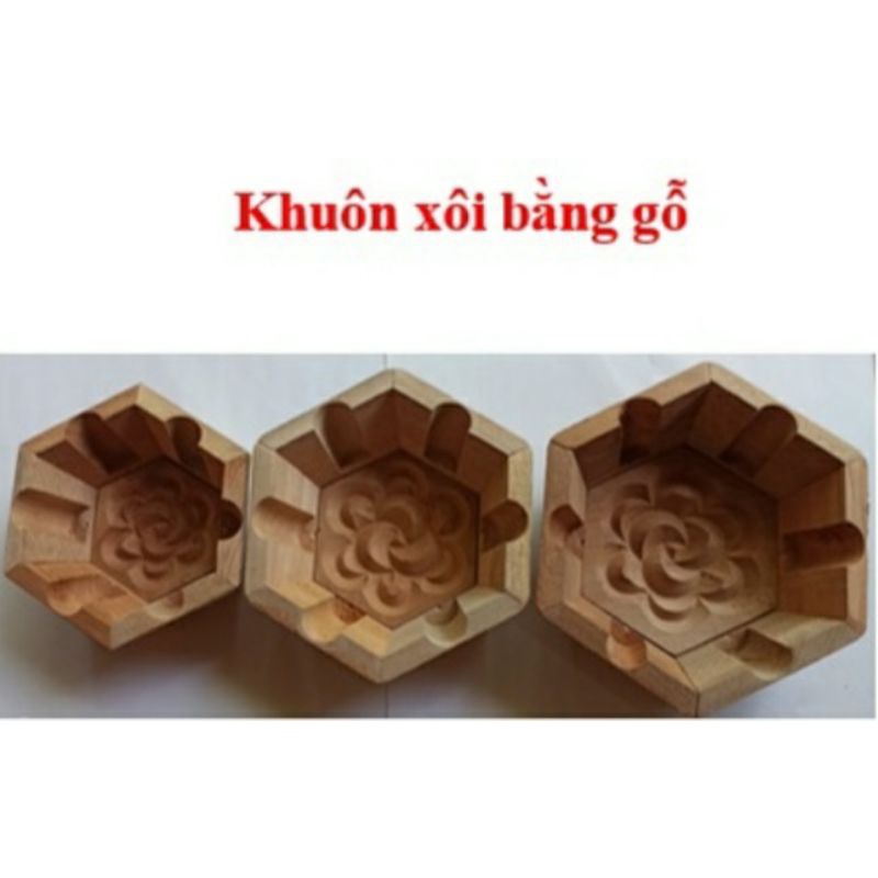 #Hot# Khuôn đóng xôi hình mặt hoa hồng bằng gỗ mộc an toàn - không phun, không ngâm tẩm - 3 cỡ khuôn đẹp, ảnh thật