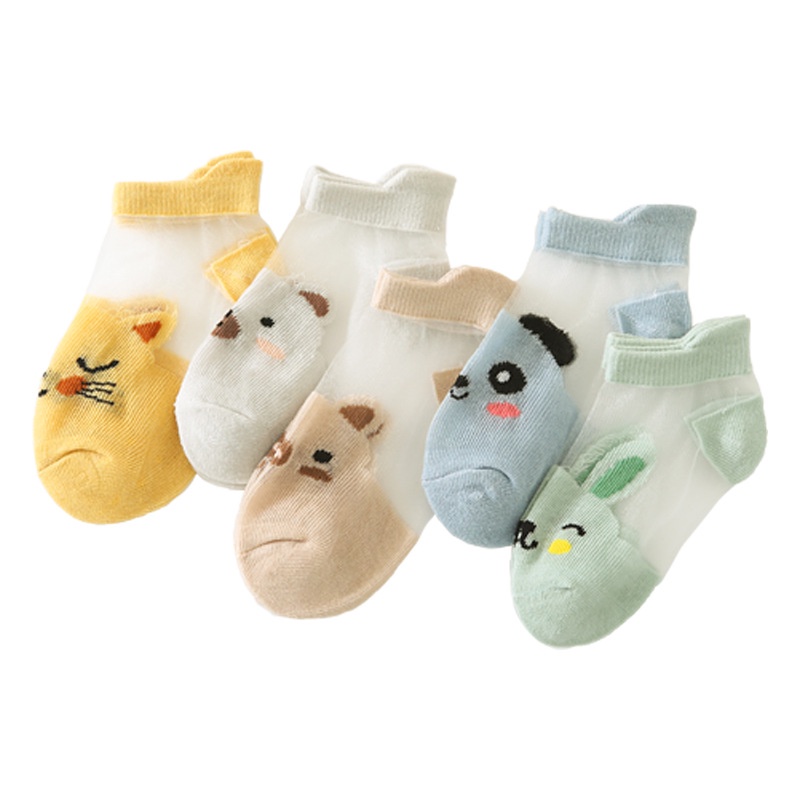 tất trẻ em，tất trẻ em mỏng，Bộ 5 Đôi Vớ Cotton Mỏng Họa Tiết Hoạt Hình Cho Bé Từ 0 Đến 7 Tuổi