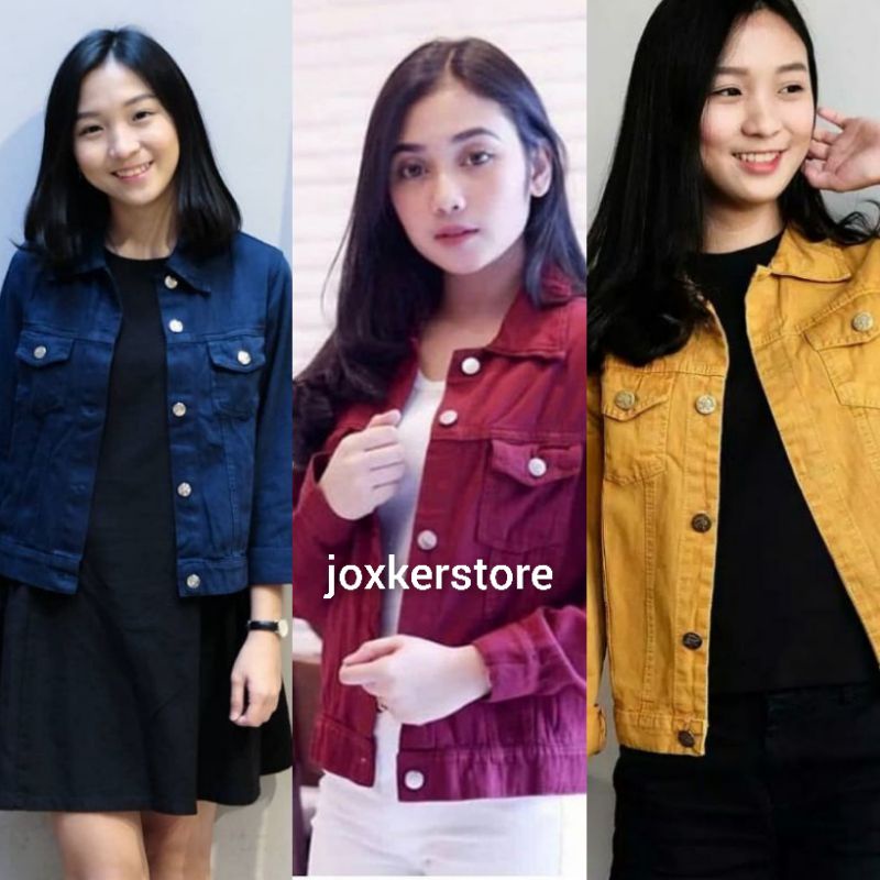 LEVIS Áo Khoác JEANS Lửng Màu Xanh Quân Đội Cá Tính Cho Nữ