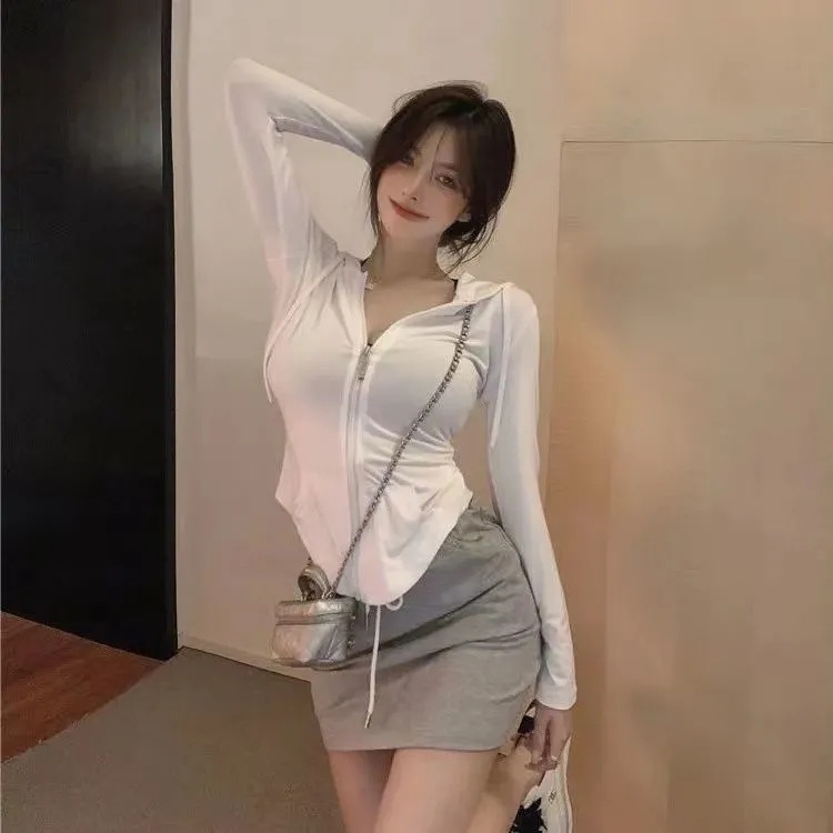 Áo Khoác Cardigan Mỏng Tay Dài Có Khóa Kéo Thời Trang Xuân Thu Phong Cách Hàn Quốc Cho Nữ