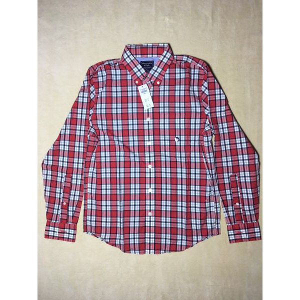 Áo sơ mi công sở nam cotton tay dài cổ bẻ sọc caro hiệu Abercrombie&Fitch size S