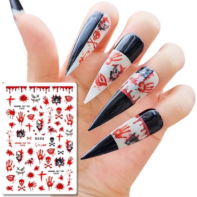Sticker Dán Móng Nghệ Thuật Họa Tiết Halloween Kinh Dị
