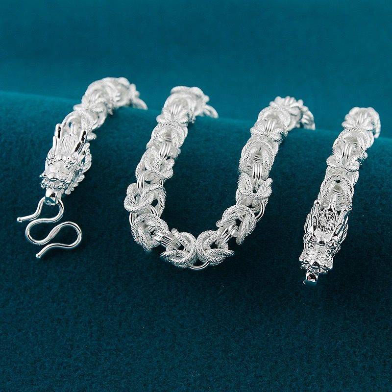 Che vòng cổ. Dây Chuyền Bạc S999 Mặt Hình Đầu Rồng Thời Trang Cho Nam