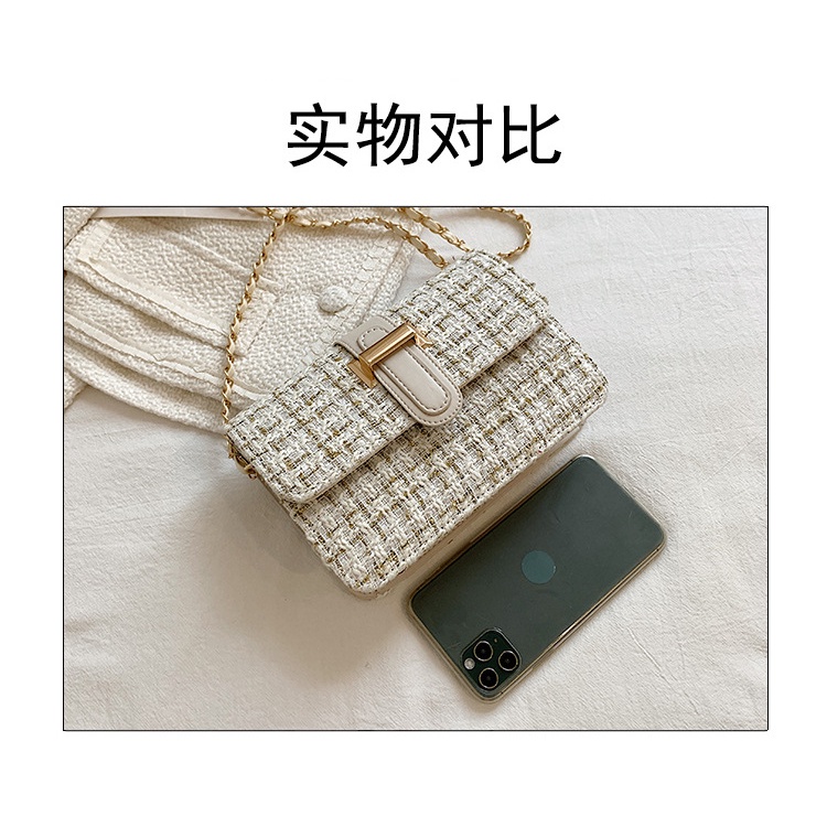 Túi đeo chéo Jasmin Noir hình vuông bằng len có khóa thời trang thanh lịch dành cho nữ
