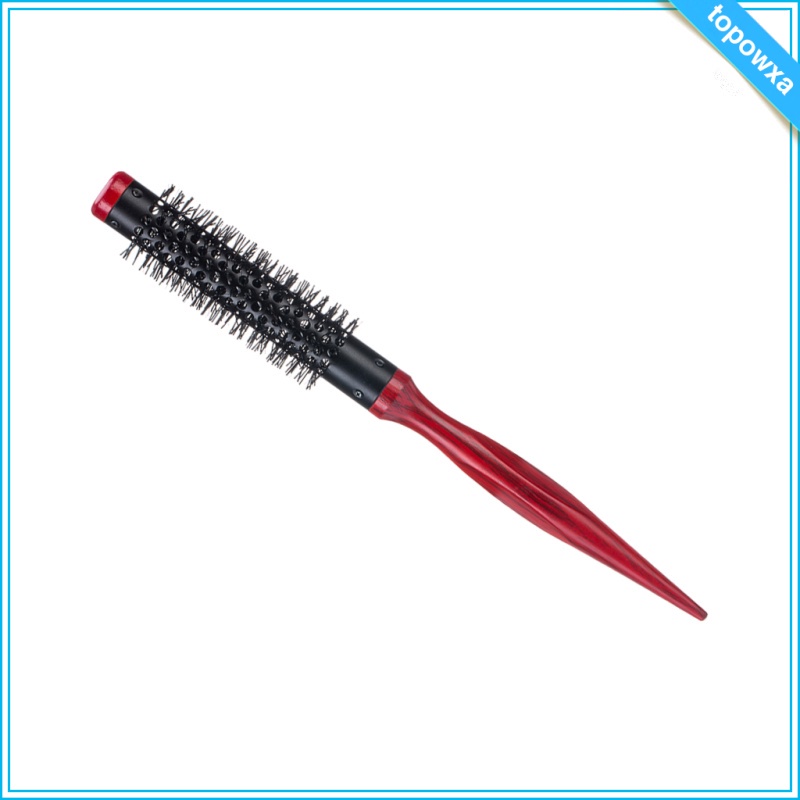 Lược Tròn Mini Chải Tóc Sợi Nylon Chống Tĩnh Điện Tay Cầm Bằng Gỗ Chống Tĩnh Điện