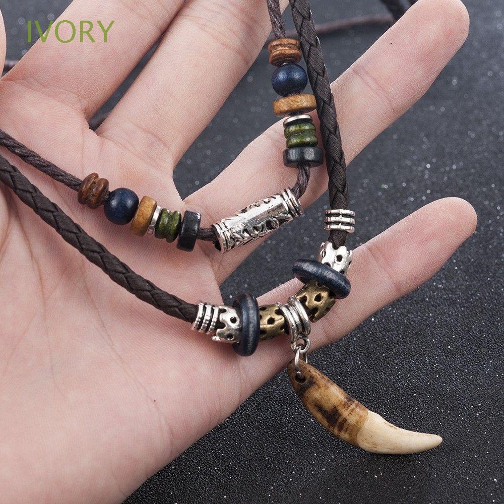 Vòng Cổ Chuỗi Hạt Gỗ Phối Mặt Gỗ Thủ Công Phong Cách Vintage Cho Nam